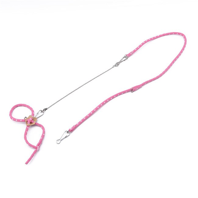 Lindo ajustable rata ratón arnés para Hamster cuerda mascota hámster correas collar de guiar por rata ratón mascota al aire libre suministros: Pink