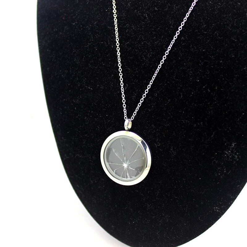 10pcs/lot 30MM Round Stainless Steel Shattered Glass Ceiling Necklace LSFL066