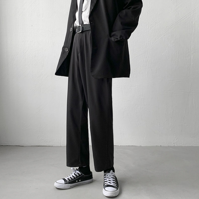 Spring Summer Black Casual Pants Men's Business Suit Pants Men Korean Loose Straight Dress Pants Mens Trousers M-3XL