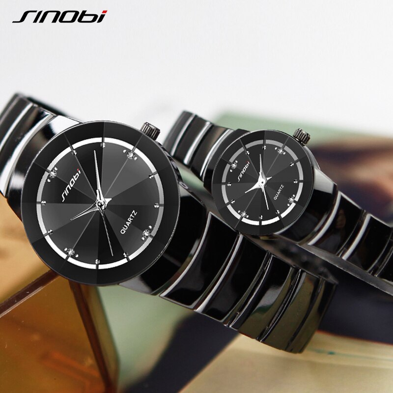 Sinobi merk paar schrijf horloge zwarte kleur armband sluiting quartz polshorloge voor dames en heren