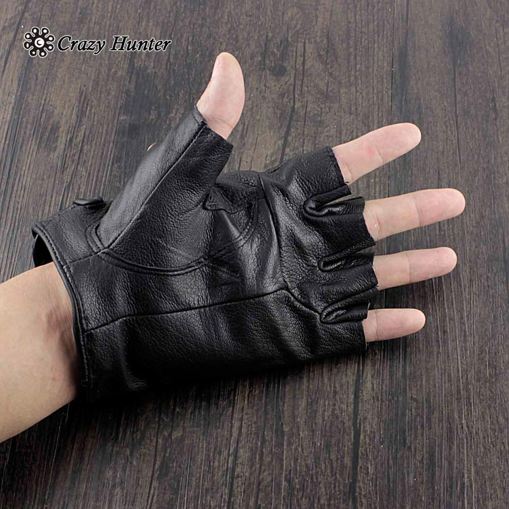Full Studdes Punk Gothic Leather Pair Fingerless Biker Gloves For Men
