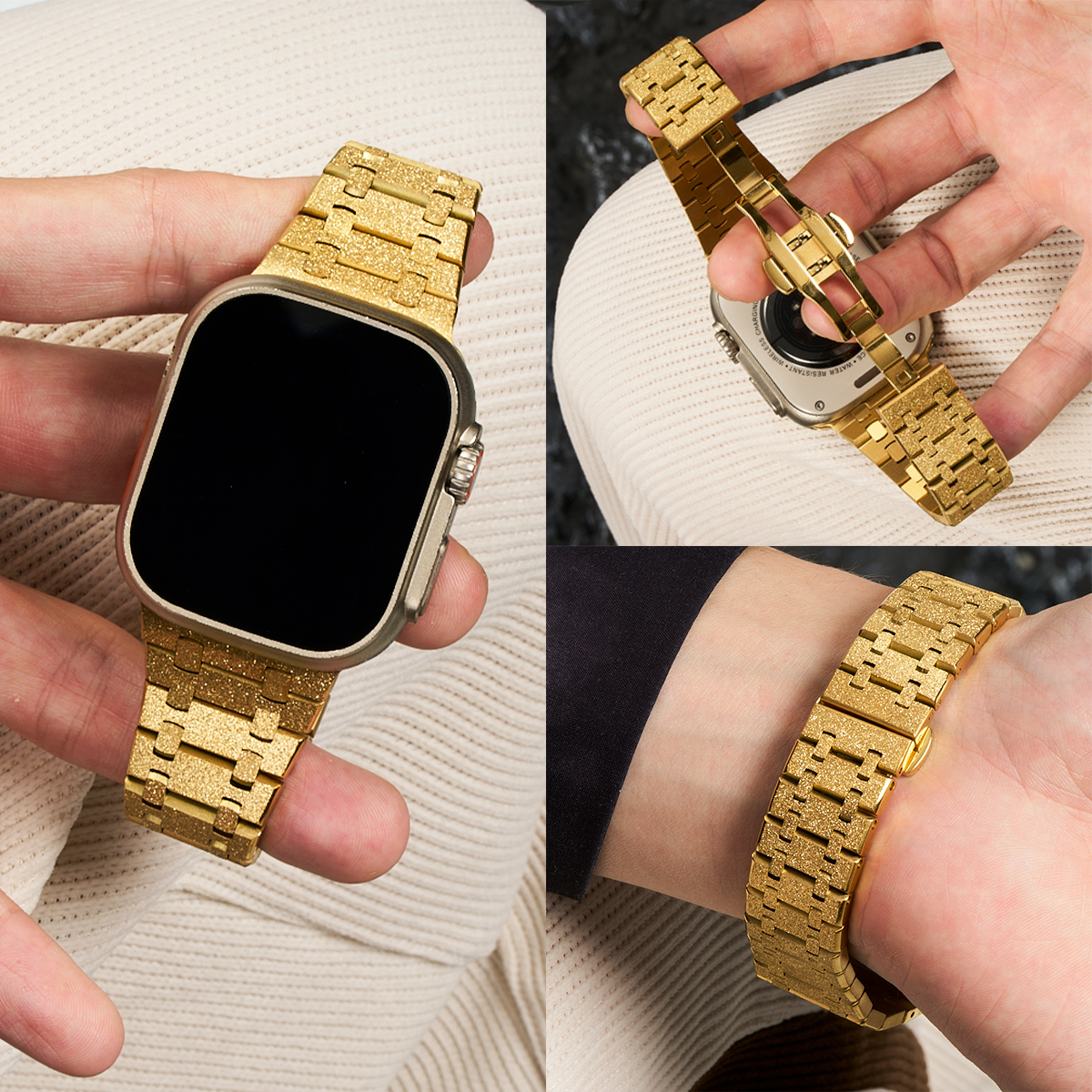 Luksuriøs metallrem til apple watch-band ultra 2 49mm 46mm 45 44mm 42mm rustfritt stålarmbånd til iwatch 10 9 8 7 6 se 5 correa