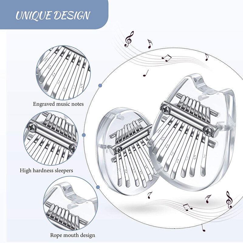 8 Keys Mini Kalimba Exquisite Finger Thumb Piano Marimba Musical Teclado Instruments Acrylic Handheld Keyboard Pocket Carlimba
