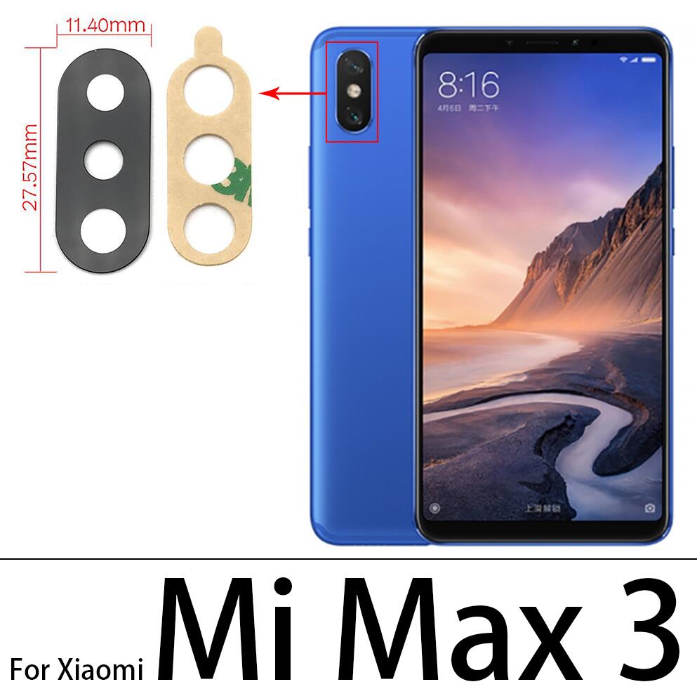 Back Camera Glass Cover Lens With Sticker For Xiaomi Mi A3 A1 A2 10T Lite Max 3 2 Mix 3 2S 2 10 Ultra Redmi Note 6 7 10 Pro 10S: For Mi Max 3