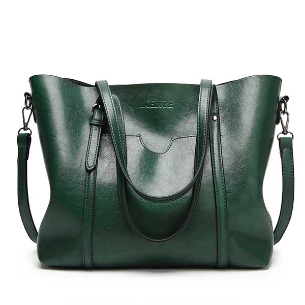 #39 naisten laukku öljyvaha naisten nahkaiset käsilaukut ylelliset naisten käsilaukut kukkaro taskulla naisten lähettilaukku iso laukku: Vihreä