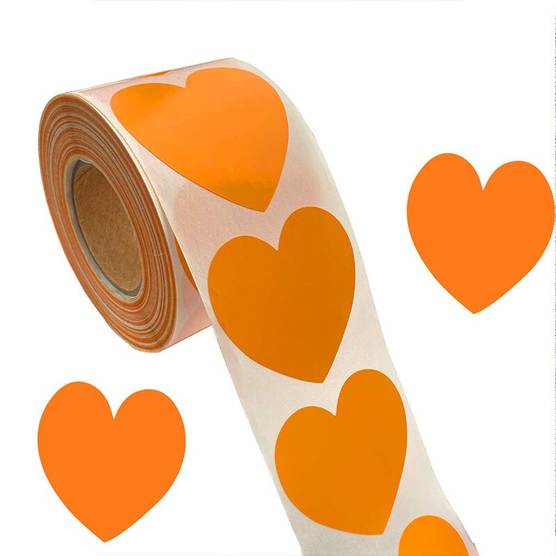 500pcs Splatter Target Label Stickers Orange Heart Shaped Stickers Valentine's Day Crafting Scrapbooking 2 Inch Adhesive Label