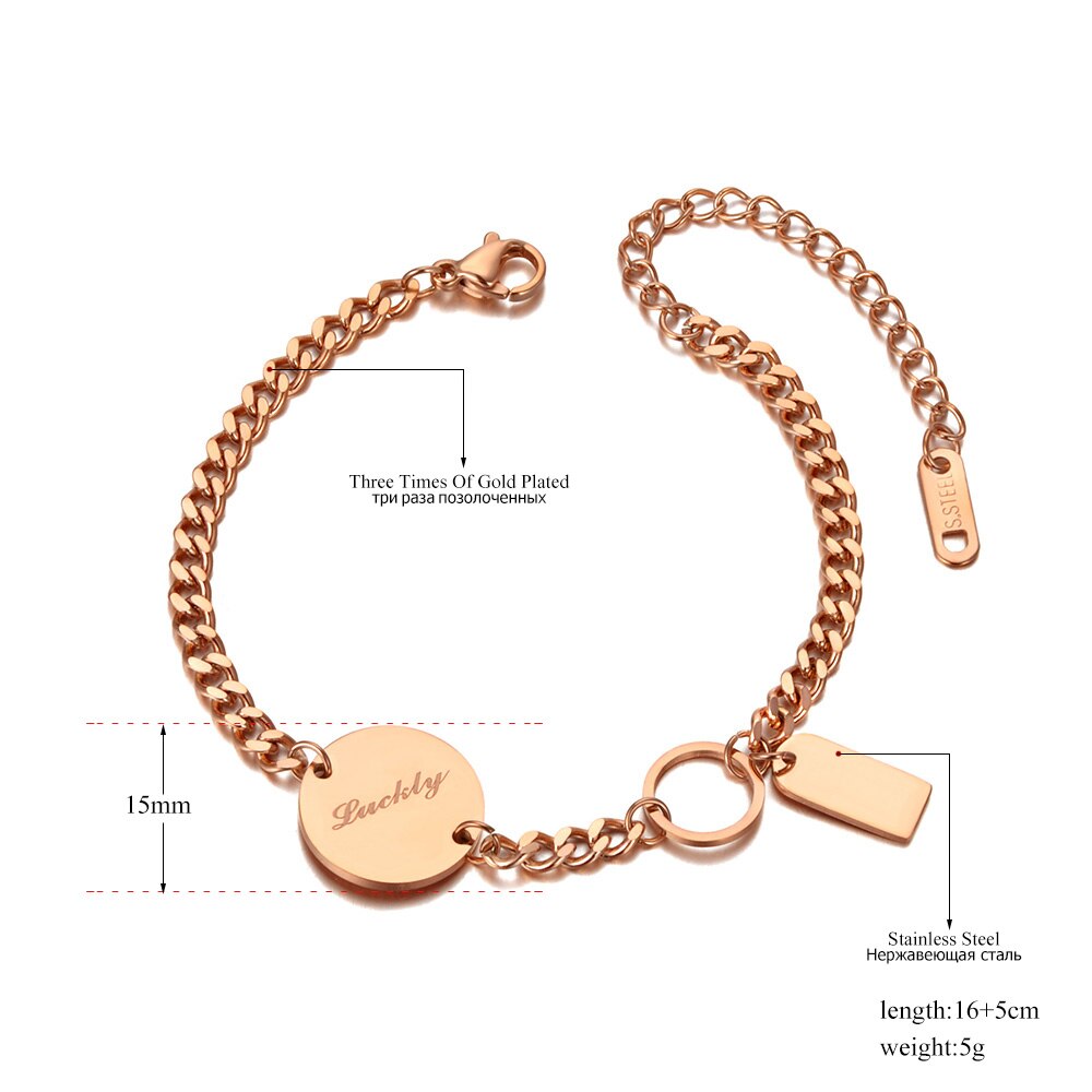 Lokaer Trendy Titanium Stainless Steel Chain & Link Female Bracelets Bangle Boho Luckly Charm Bracelet For Women Girls B20058