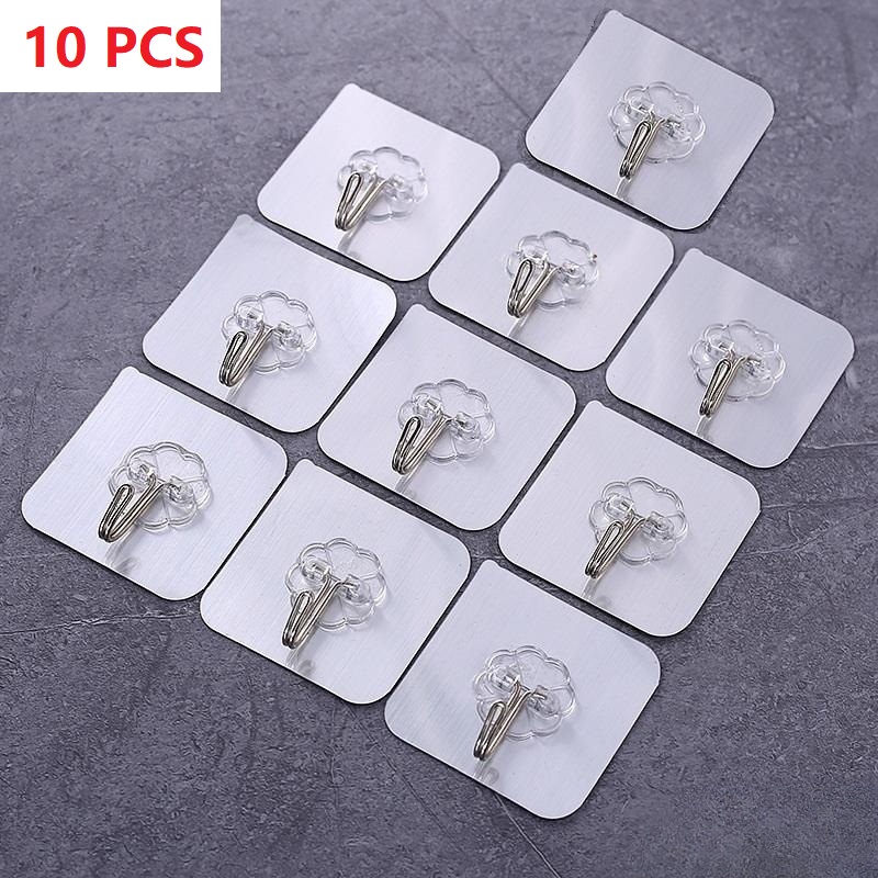 1-10 pezzi ganci autoadesivi resistenti in acciaio inossidabile trasparente appendiabiti per chiavi per cucina porta del bagno parete multifunzione: Blu profondo