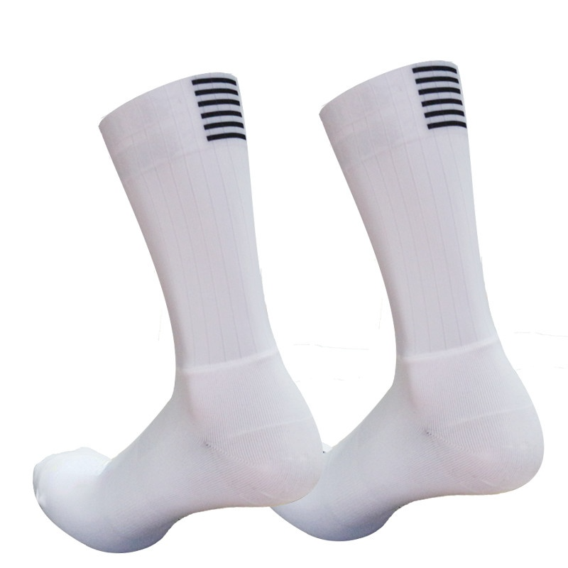 Siliconen Anti Slip Naadloze Fietsen Sokken Mannen Pro Aero Sokken Ademende Antihechtende Racefiets Sokken Calcetines Ciclismo: White