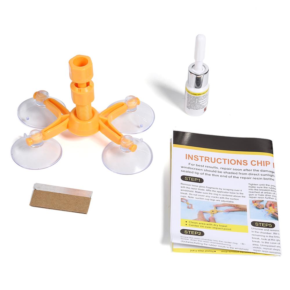Auto voorruit reparatie gereedschap diy raam reparatie gereedschap 3ml voorruit glas krassen barst herstellen raam scherm hars + mes + strips