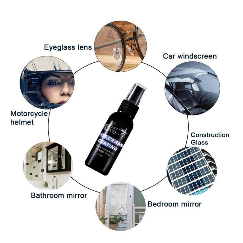 50ml bilpleie ren auto frontrute vannavvisende bilbelegg vinduer vanntette regntette nano hydrofobe belegg pleieverktøy