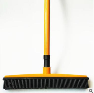 Verstelbare Rubber Bezem Haar Stof Schraper Huisdier Borstel Tapijt Cleaner Sweeper Wassen Mop Floor Telescopische Vegen Glazenwasser: YELLOW