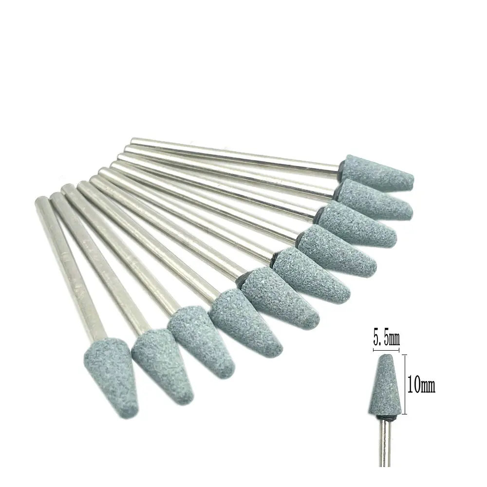 10pcs/set Dental Stone Grinder Polisher Burs 2.35mm Shank For Contouring Shaping Porcelain Dental Rotary Stone Polisher