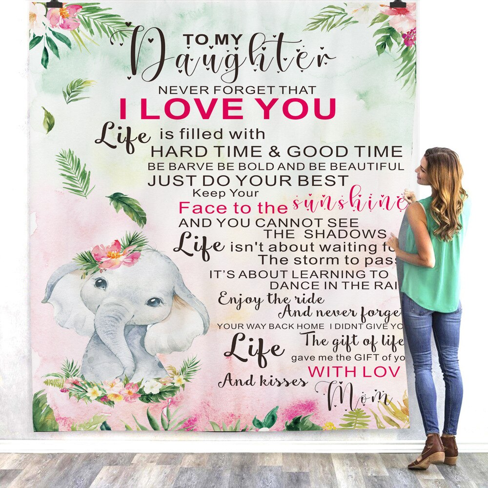 Onglyp voor mijn dochter, sherpa deken, warme zachte fleece, pluche, schattige olifant, deken voor op de bank, bed, reisdeken, tv-dekens