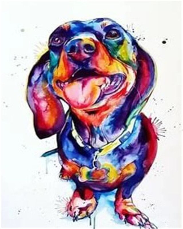 AZQSD-Kit de pintura de lienzo con números DIY, perro, único, sin marco, pintura acrílica, colorear por números, decoración de animales para el hogar: SZGD1-8110