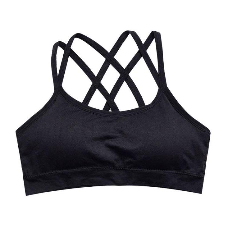 CHRLEISURE Cross Beauty Back Sexy Bra Chest Pad Gather Shockproof Fitness Underwear Elastic Breathable Push Up Bra