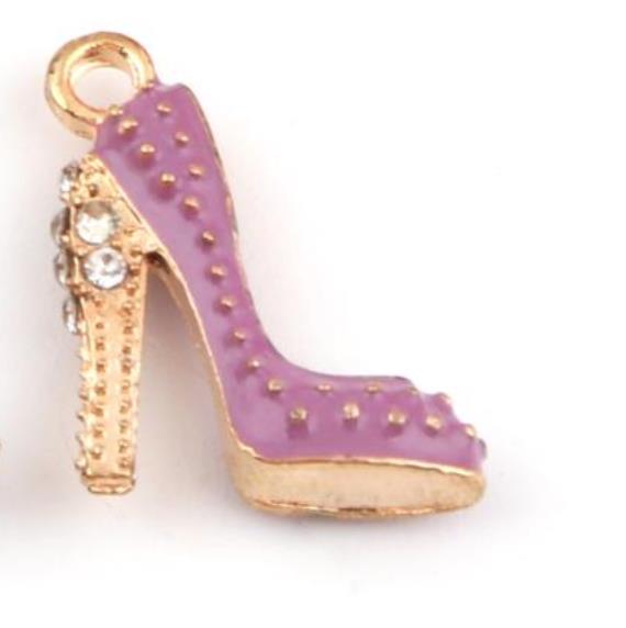 10pcs/pack Enamels High Heels Charms Making Women Shoes Pendant Necklaces Keychains Jewelry making 20X15mm: purple