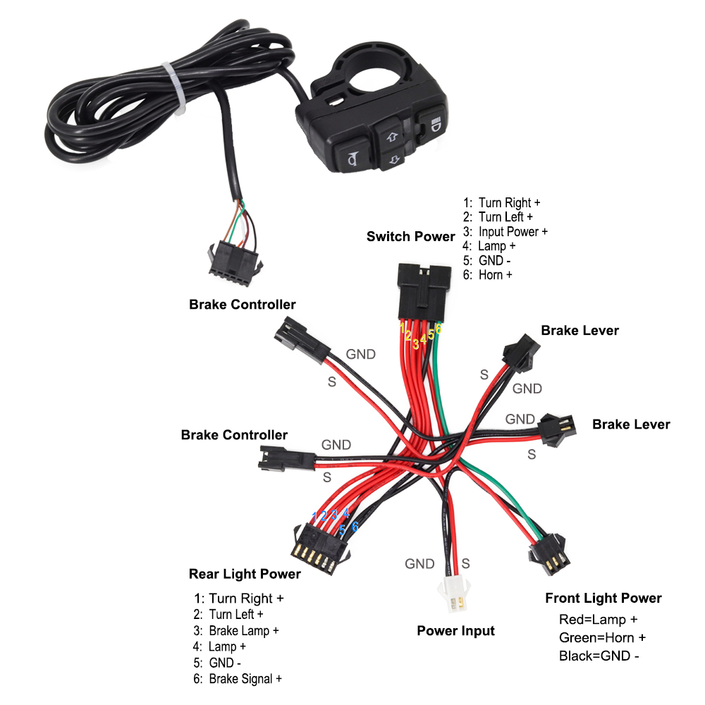 Ebike Turn Signal Rear Light Brake Include 36V 48V E-Bike Headlight with Switch DK336 For Electric Bike and Scooter Lamp: Burgundy