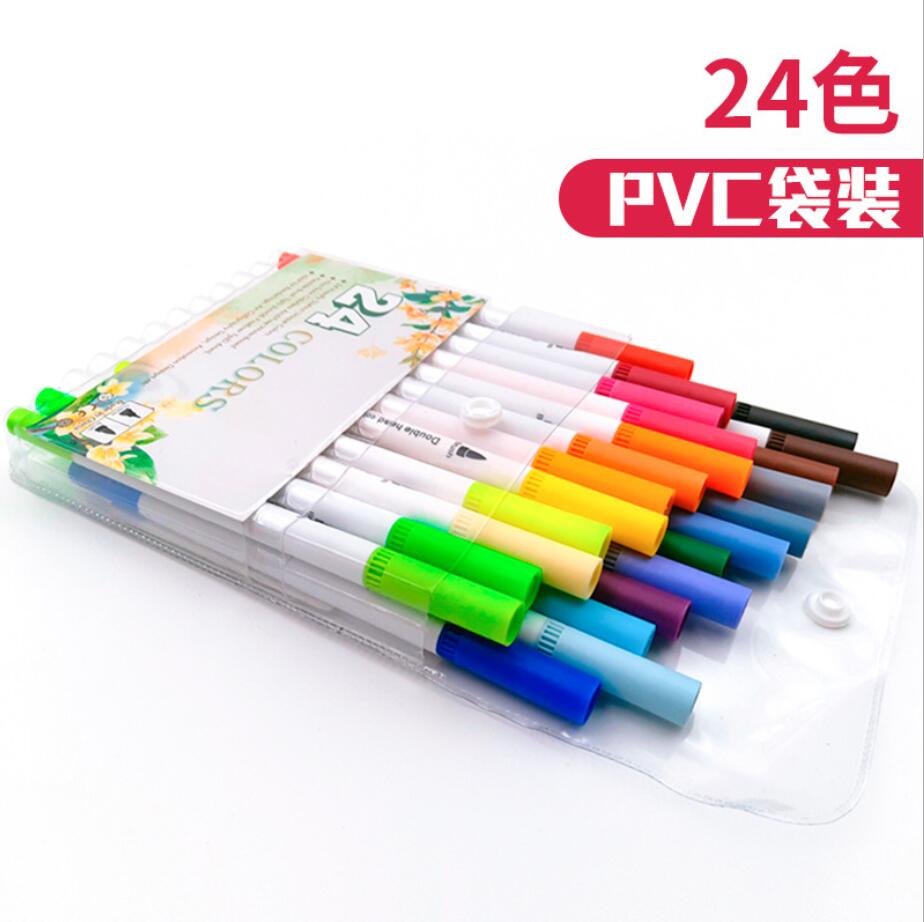 Rotuladores para pinceles de doble punta, 100 colores, marcadores delineadores finos, lápices de acuarelas, pinceles, plumas de dibujo, trazo para colorear la Manga: 24 Colors