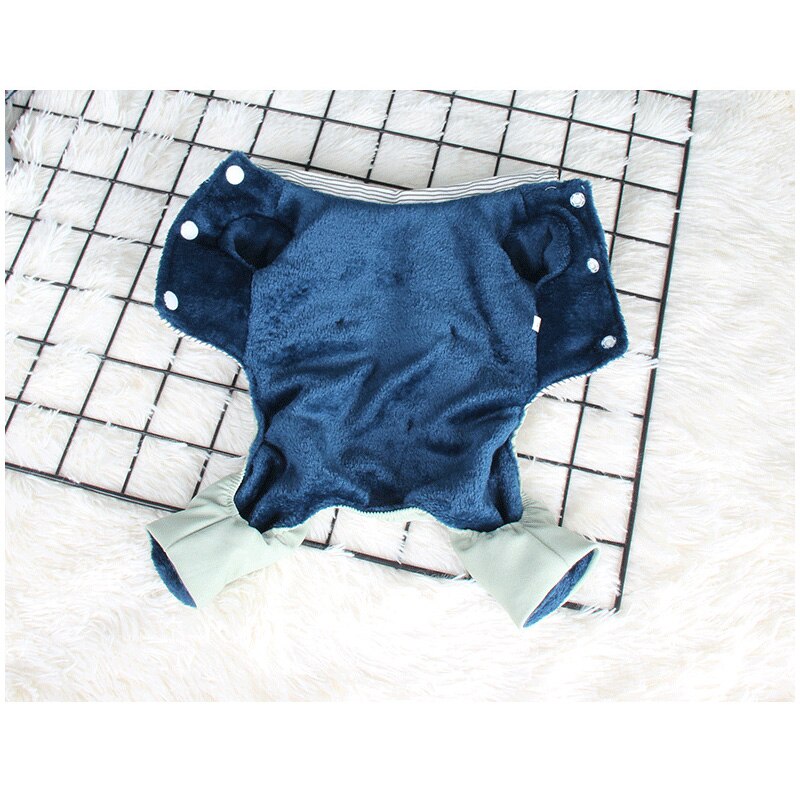 Dog Clothes for Small Dogs for Autumn and Winter Four Feet with Velvet Striped Suspers Pet Clothing Fresh Preppy Style