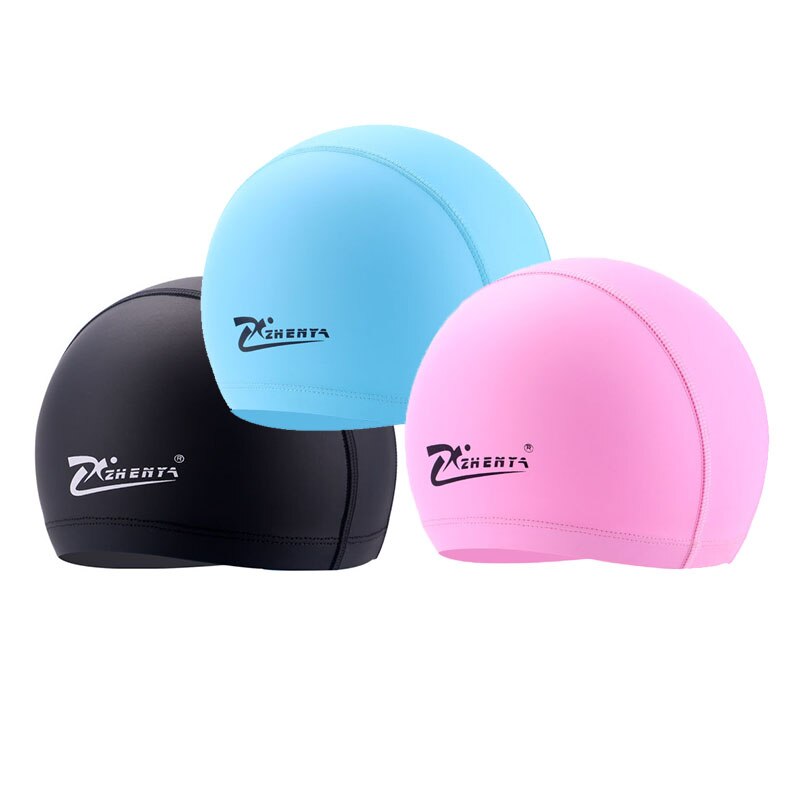 Gorros de natación elásticos impermeables para adultos y niños, de PU, con protección para la oreja, de pelo largo, para deportes de piscina, equipo de buceo: 3 caps
