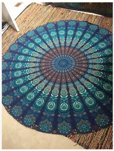 150cm bohem chiffon stor tynn mandala sommer rund strand skjerf håndkle solbad sjal wraps billedvev serviette de plage ymb 22