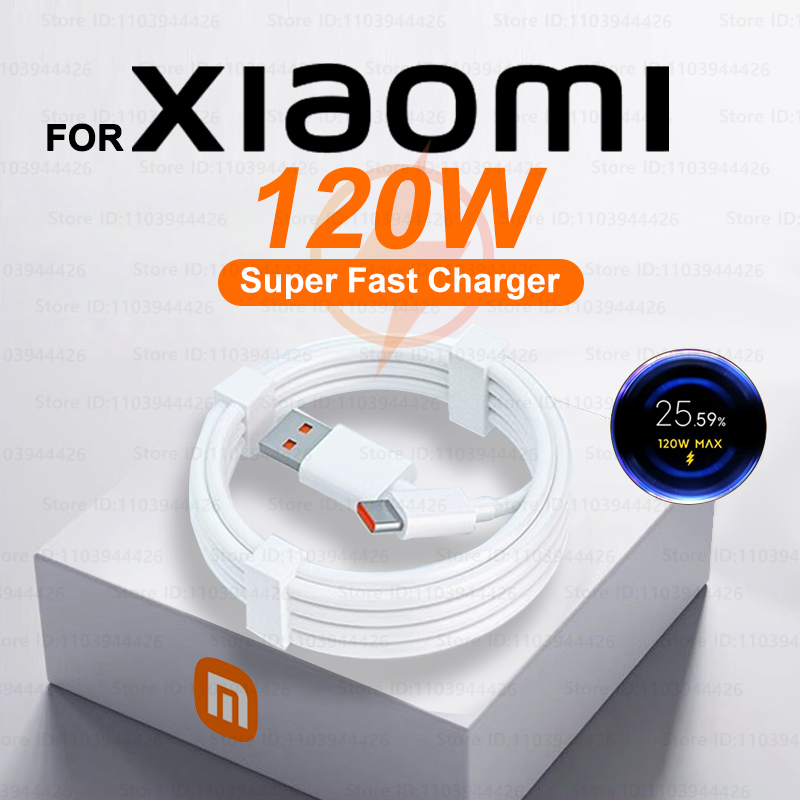 För xiaomi original 120w usb supersnabb laddningskabel redmi note 10 9 8 mi 15 14 13 12 usb till typ c laddare telefontillbehör