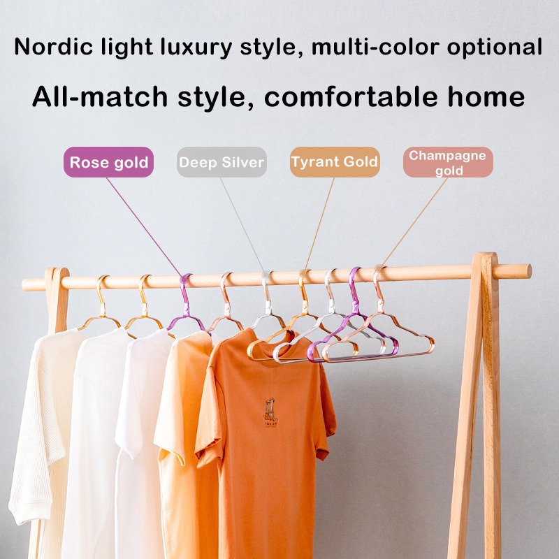Aluminium Alloy Clothes Hangers 10pcs Coat Hangers Anti-slip Seamless Metal Drying Rack Wardrobe Organizer Clothing Storage Rack