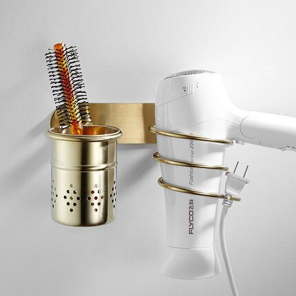 Badezimmer Zubehör Set Gebürstet Gold Bad Regal, Handtuch Rack, Handtuch Aufhänger Papier halter, wc Pinsel Halter Bad Hardware Sets: hair dryer holder