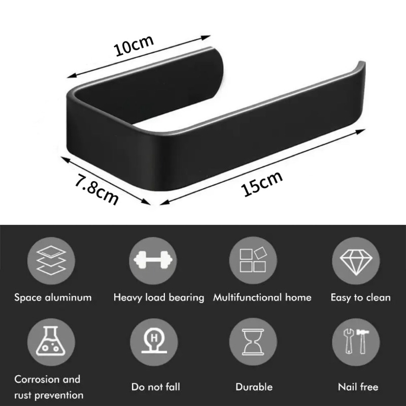 Plastpapirholder selvklebende toalettrullholder uten hulleteknikk kjøkken dårlig forlenger oppbevaringsstativ