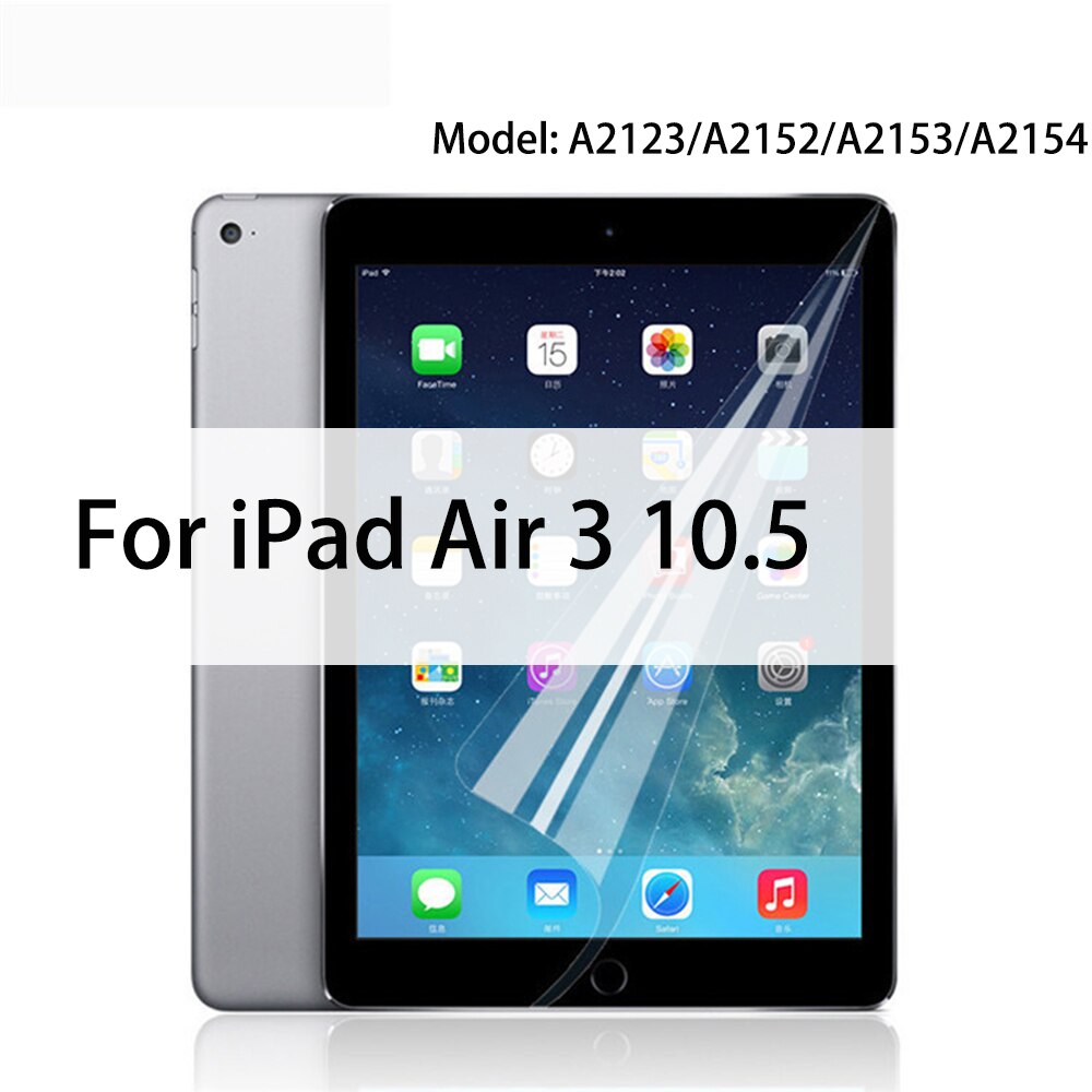 3 paczki Tablet folie ochronne na ekran do miękka folia do iPad 9.7 10.2 10. 5 10.9 11 12.9 Air 4 3 2 Mini 6 5 4 3 2 dla ipad 2017 2018 2020: For iPad Air 3 10.5