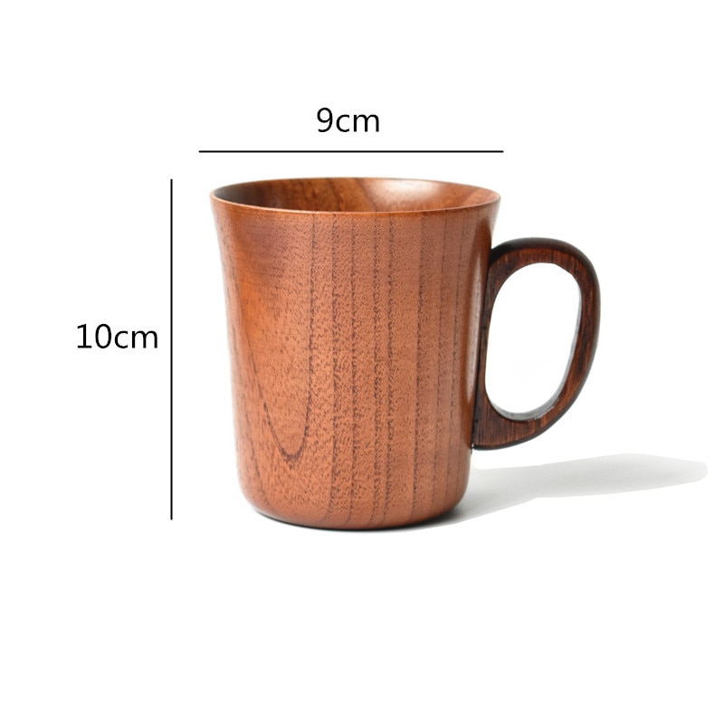 Retro handtag kopp enstaka trämuggar hela kroppen träölmugg mjölkkopp kaffekopp i trä