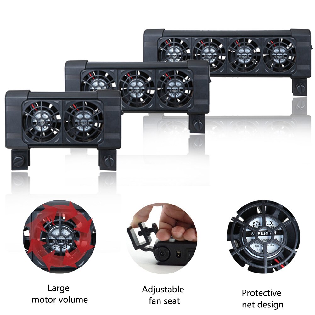 Adjustable 2 3 4 Heads Chiller Cold Wind Mini Fish Tank Fresh Clip On Quiet Supplies Aquarium Cooling Fan Temperature Control