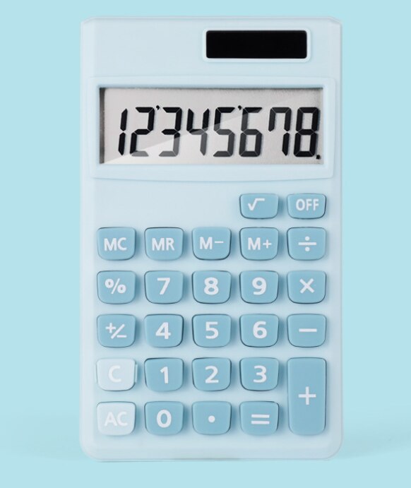 Candy Kleur Leuke Calculator Solar 8 Bit Mini Draagbare Student Computer Met Groot Scherm Kleine Business Supplies: blue