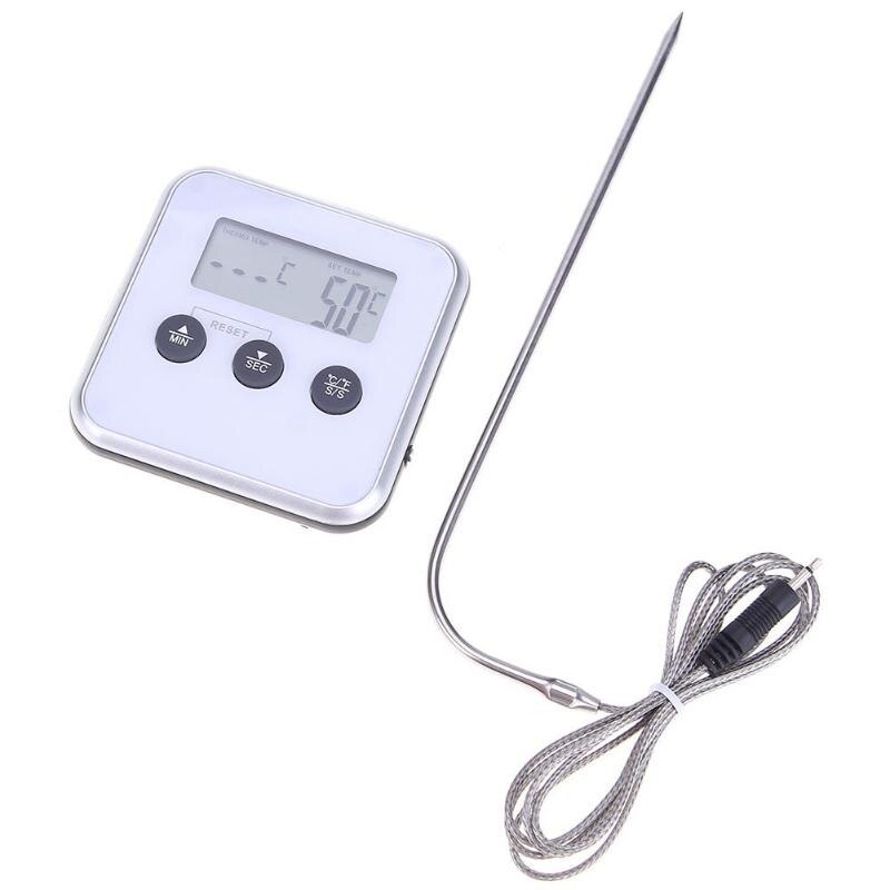 Elettronico Cibo A Base di Carne Termometro Timer Forno Torta di Zucchero Latte Bere Tester del Calibro di Temperatura con Sonda BARBECUE Termometro