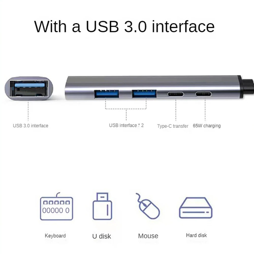 HUB USB C 5 en 2 tipo C a USB 3,0 HUB PD 65W adaptador divisor multi USB OTG para Lenovo Macbook Pro accesorios de computadora