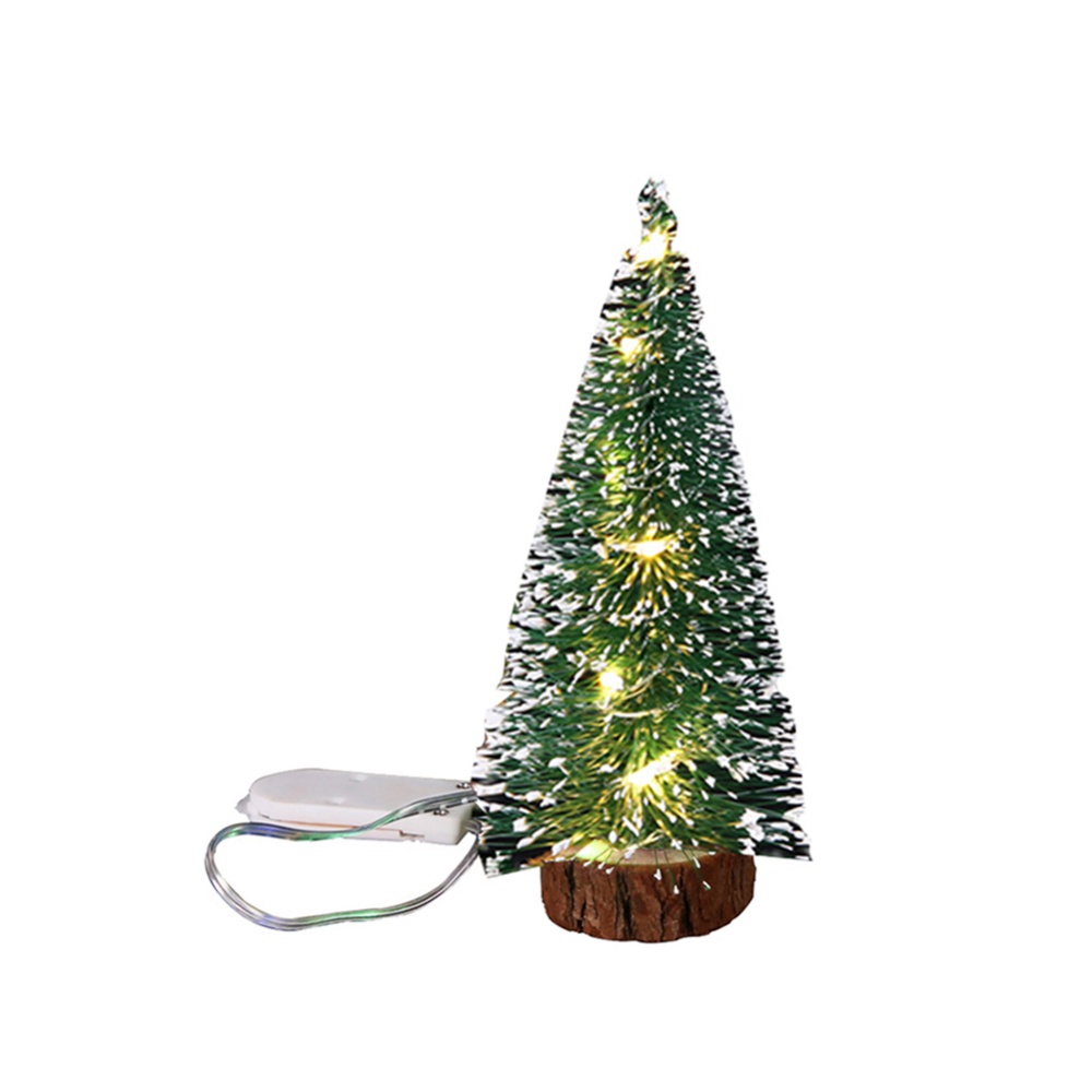 Mini Weihnachten Baum LED-leuchten Kiefer Nadel Beflockung Gebeizt Zeder Schreibtisch Weihnachten Ornamente Neue Jahr Dekor Bkdj31: Gelb / 30cm