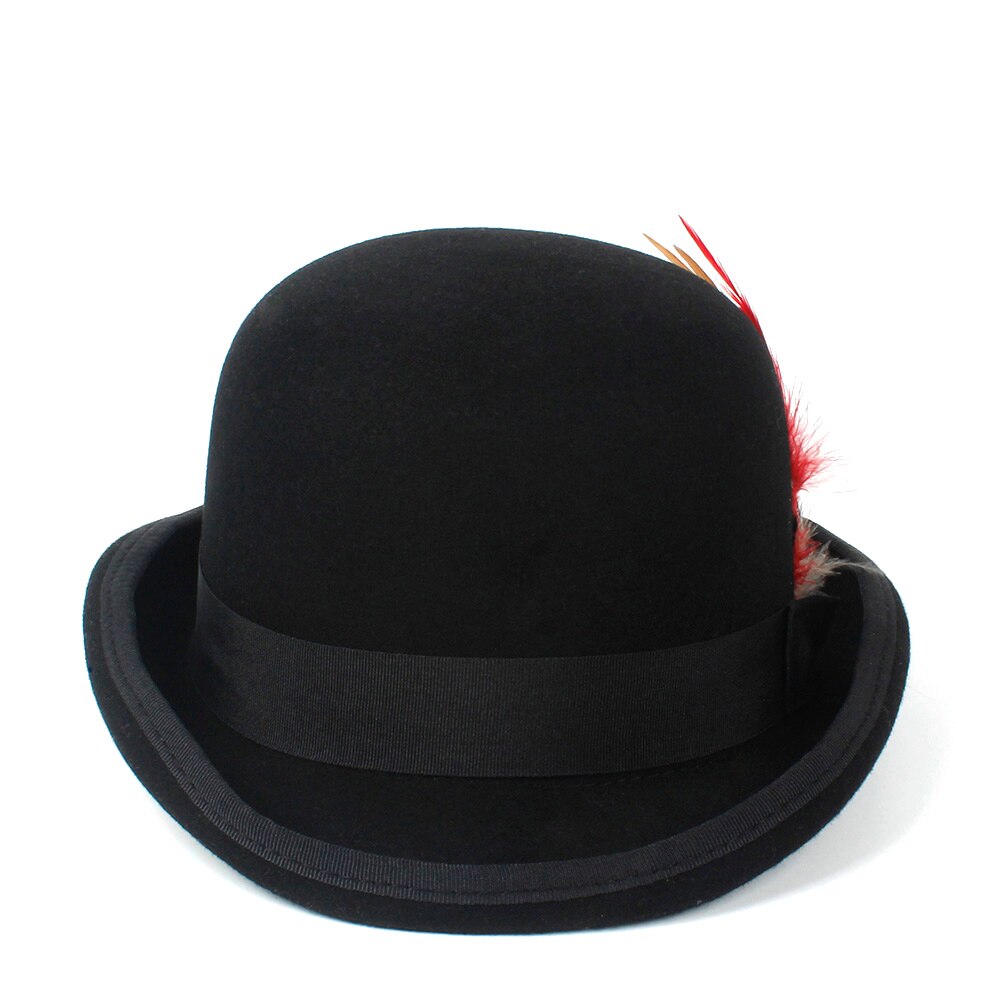 100% Australia Wool Felt Derby Bowler Hat Men Women Dress Tuxedo Costume Steampunk Derby Cap 4Szie S M L XL