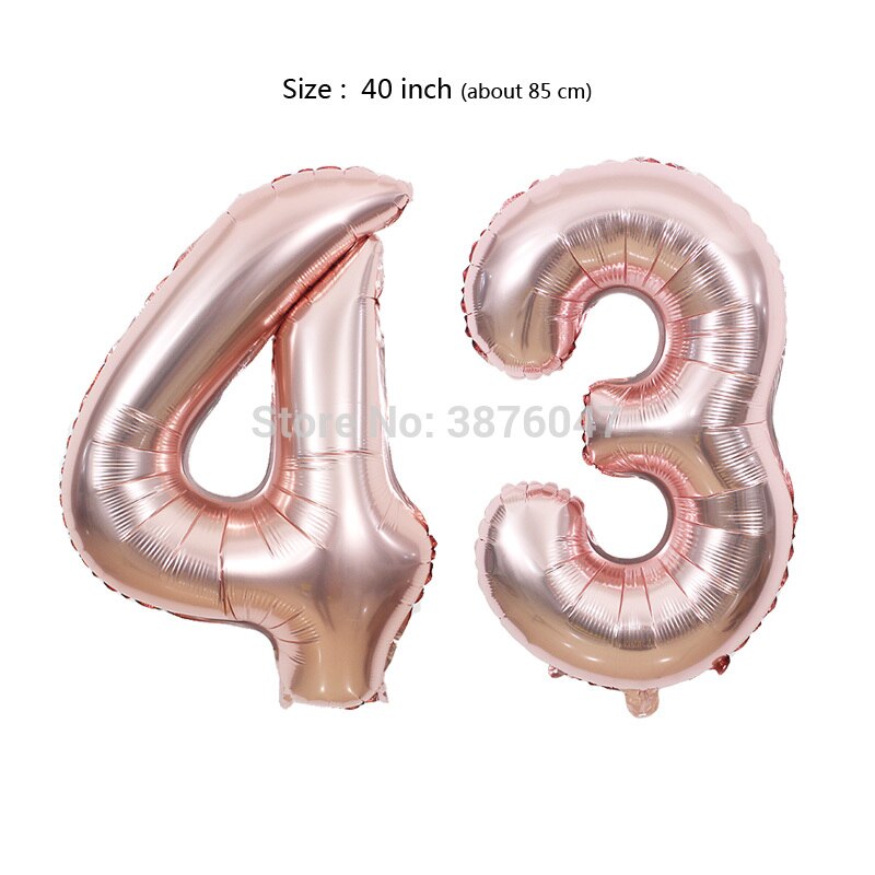 40inch 40 41 42 43 44 45 balloon rose gold silver anniversary party decoration 40th 41st 42nd 43rd 44th 45th birthday balloons: RoseGold-43