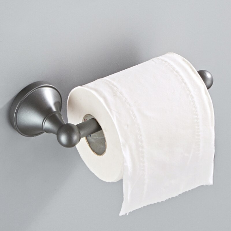 Grey Bathroom Hardware Set Brass Wall Mouted Toilet Brush Holder WC Paper Towel Roll Rack Soap Dish Bath Accessories Equipment: Paper Towel Holder