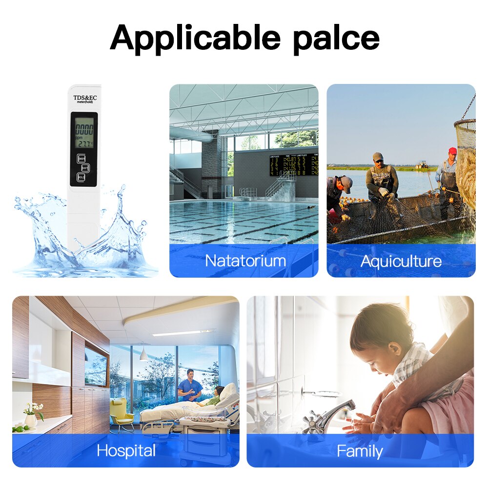 TDS/EC Meter Conductivity Pen Water Purity Horticulture Test Pen EC Meter ATC Temperature Meter TEMP PPM Tester