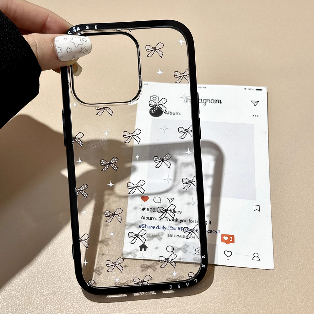 Coque de téléphone en diamant avec nœud noir, jolie coque arrière souple à paillettes claires pour IPhone 16 15 Pro 14 13 Pro Max 15pro