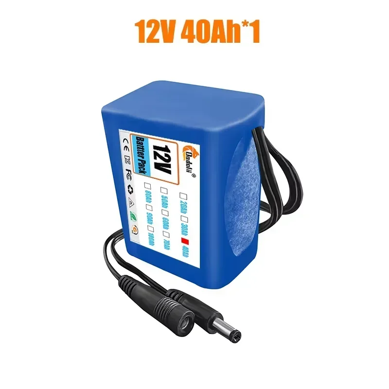 18650 3S2P 12V 40000mah Original Lithium Ion Battery DC 12.6V 40Ah Rechargeable CCTV, Camera Monitor Replacement Battery+Charger: PURPLE