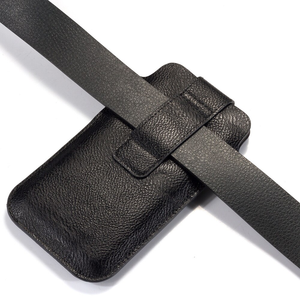 Novo couro do plutônio cintura bolsa telefones celulares coldre caso capa para homem preto 5.5-6.0 polegadas