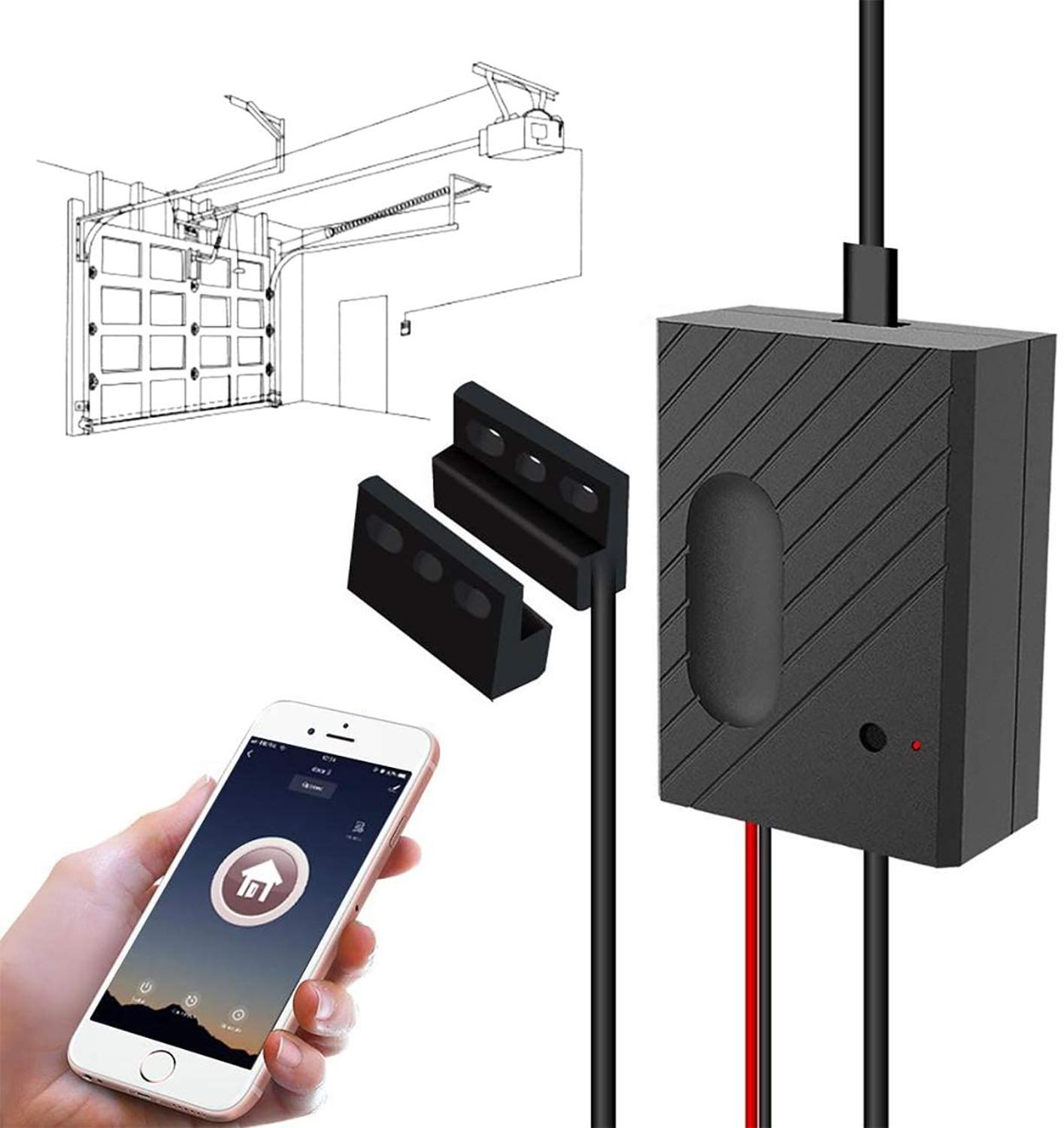 WiFi interruptor inteligente puerta corredera abridor de puerta de garaje control remoto inalámbrico aplicación Compatible con Alexa, Google Home