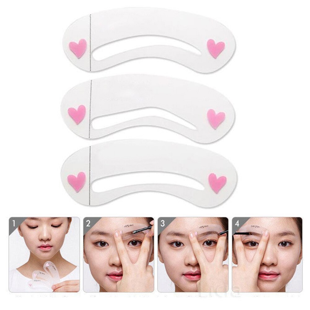 Pochoir de maquillage pour les sourcils, facile à utiliser, pratique et réutilisable, 3 pièces,