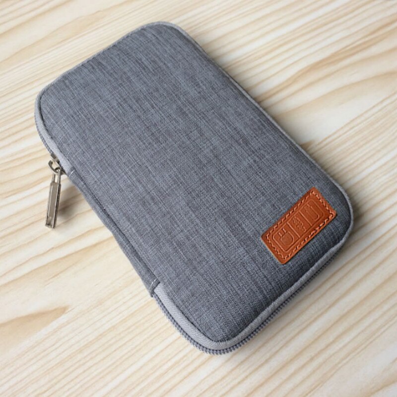 Bolsa Oxford de viaje para teléfono móvil, estuche para dispositivos digitales, Cable USB, organizador de cables de datos, bolsa insertada de viaje: gray