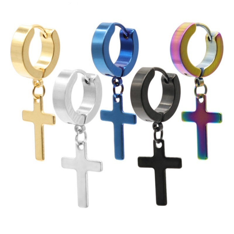 Harajuku Mode Kruis Oorbellen Punk Cool Egirl Meisje Cross Chain Hanger Oorbellen Voor Vrouwen Mannen Bff Straat Hip Hop Sieraden