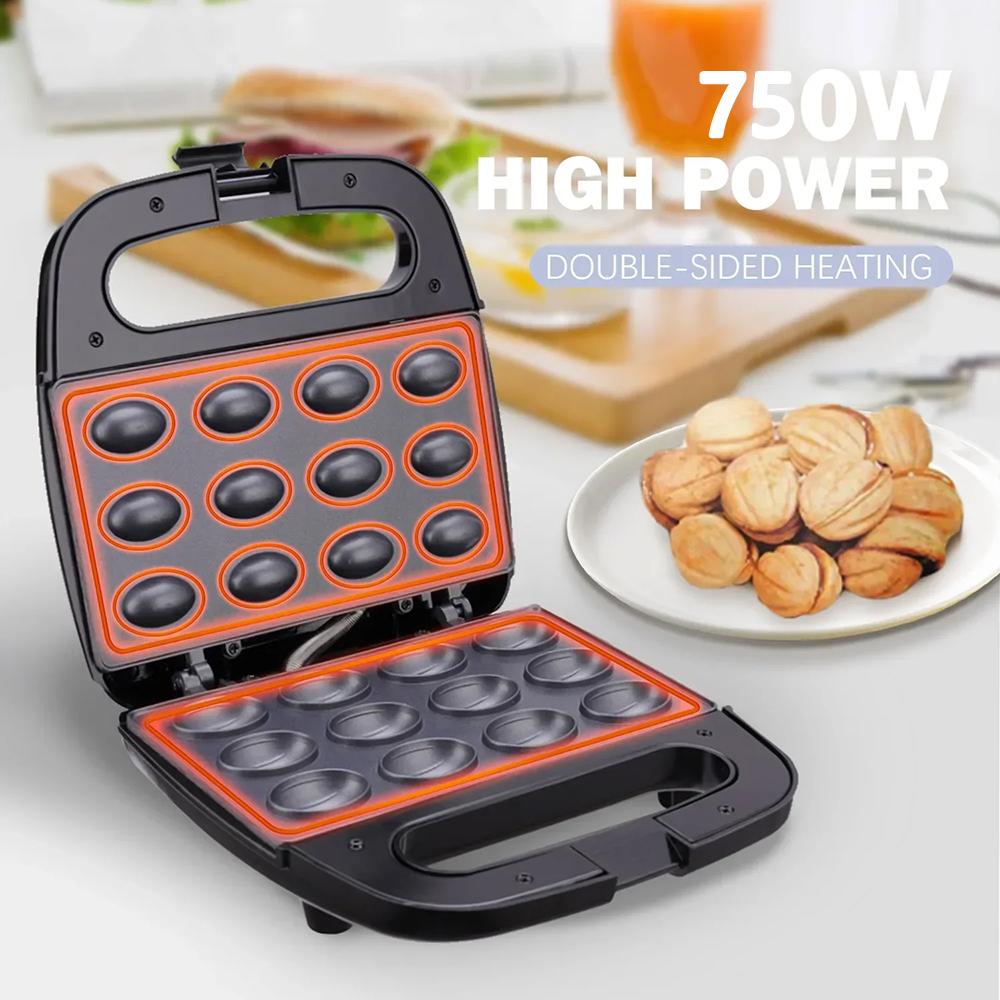 Walnuss Keks Hersteller 12 Löcher bilden automatische Nüsse Hersteller elektrische Walnuss Kuchen Hersteller Antihaft Eisen Toaster Backen Frühstücks bilden