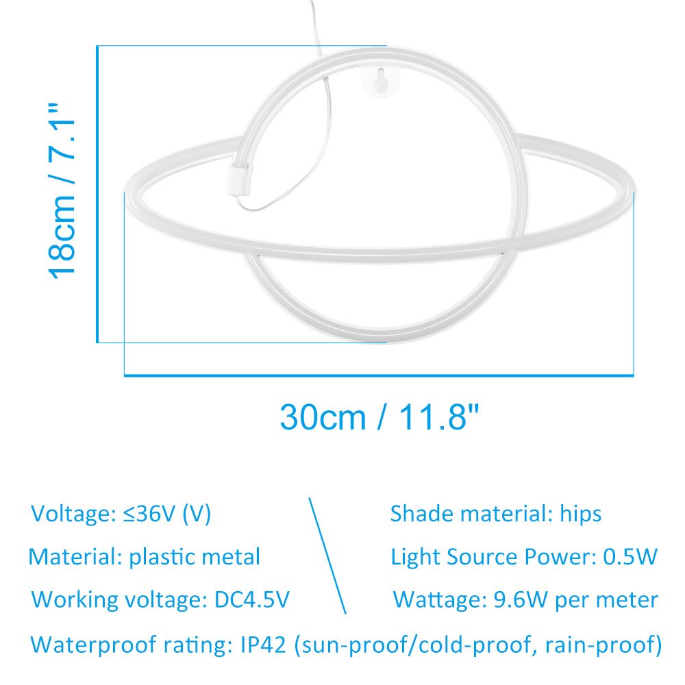 Blue And Pink/Blue/Pink LED Planet Neon Lamp USB Night Lamp Christmas Home Room Party Decorative Wall Light Kid